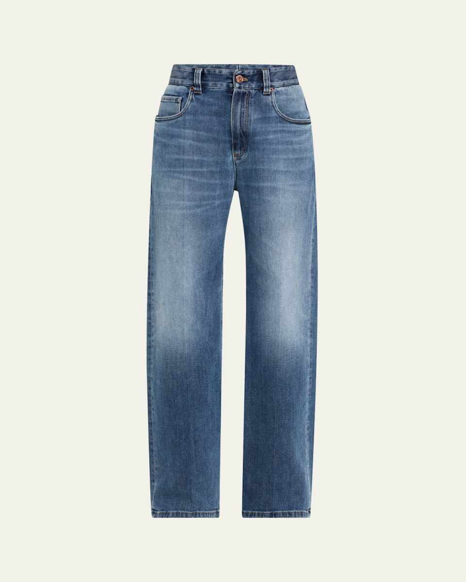Soft Denim Loose Stove Pipe Jeans
